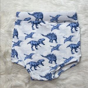 Kate Quinn Blue Dinosaur Print Bloomer Diaper Cover 12-18 Bamboo